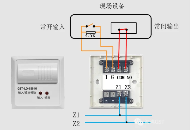 新疆新疆海湾消防GST-LD-8361H两线制模块接线图